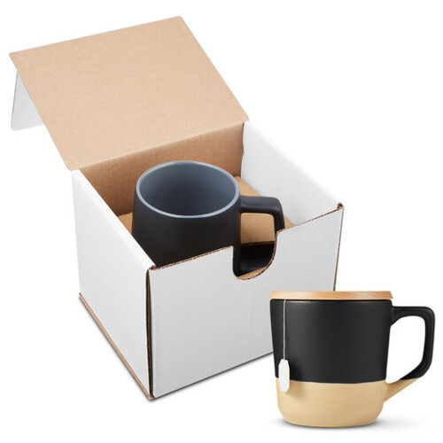 16.5oz Boston Ceramic Mug With Wood Lid In Mailer Thumbnail