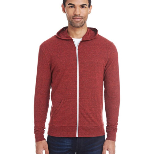 Unisex Triblend Full-Zip Lightweight Hooded Sweatshirt Thumbnail