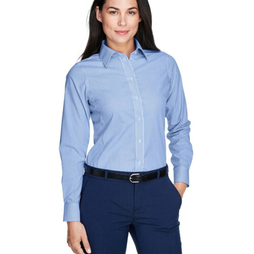 Women's Crown Collection® Banker Stripe Woven Dress Shirt Thumbnail