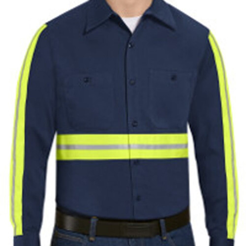 Men's Enhanced Visibility Long Sleeve Cotton Work Shirt Thumbnail