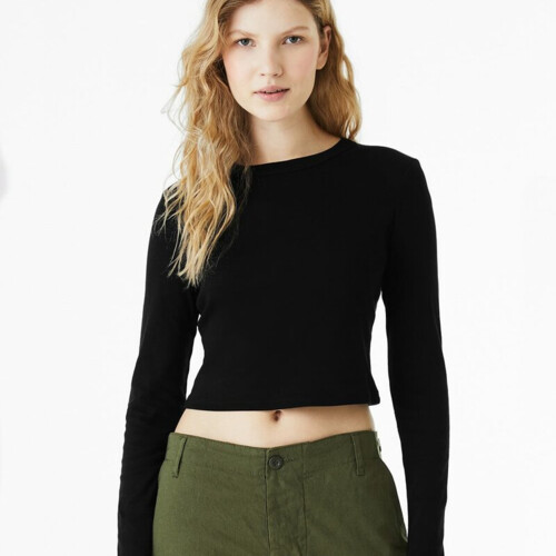 Women's Micro Rib Long Sleeve Baby Tee Thumbnail