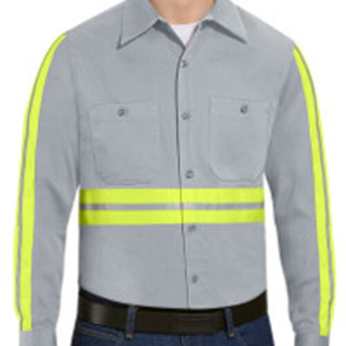 Men's Tall Enhanced Visibility Long Sleeve Cotton Work Shirt Thumbnail