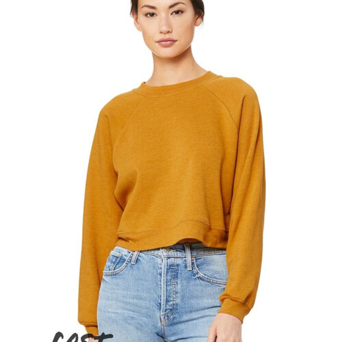 Women's Crop Raglan Crewneck Sweatshirt Thumbnail
