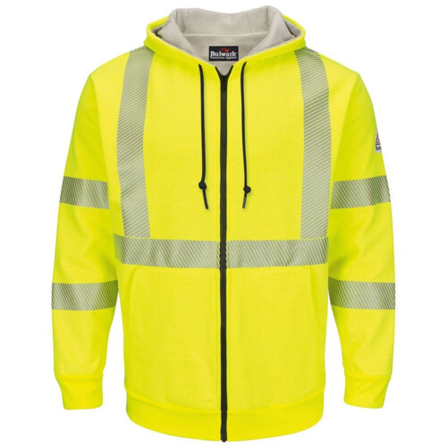 Men's Hi-Visibility Zip-Front Hooded Fleece Sweatshirt with Waffle Lining Thumbnail